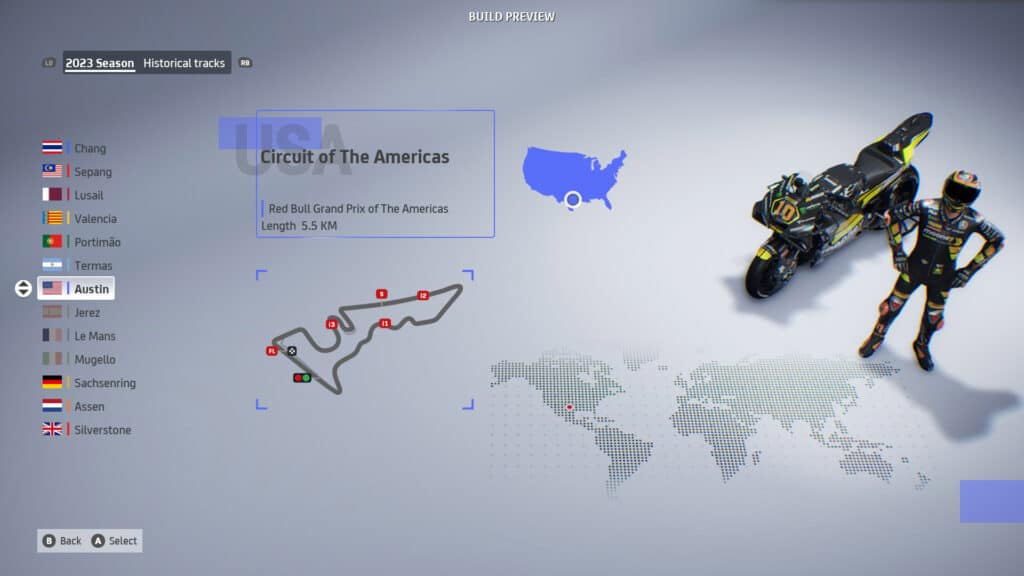 MotoGP 23 game track select