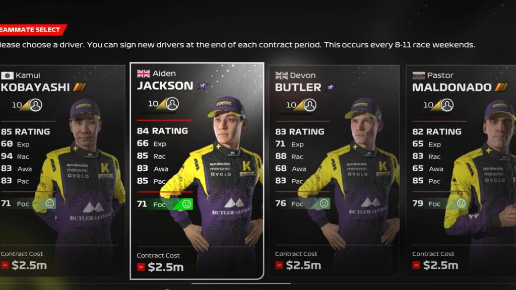 F1 23 My Team Icons, Jackson, Butler, Kobayashi, Maldonado