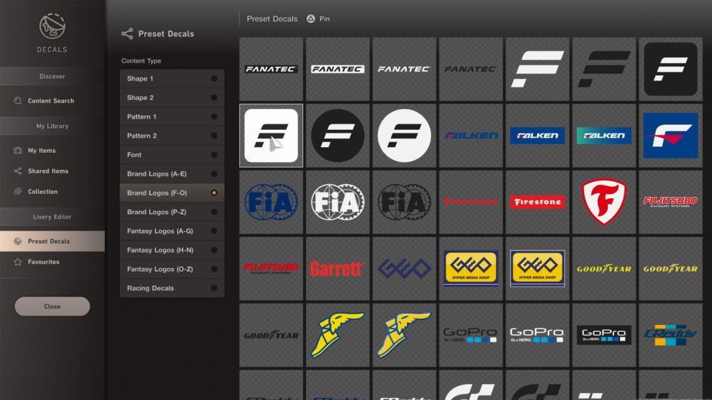 Fanatec Gran Turismo Brand Central stickers livery