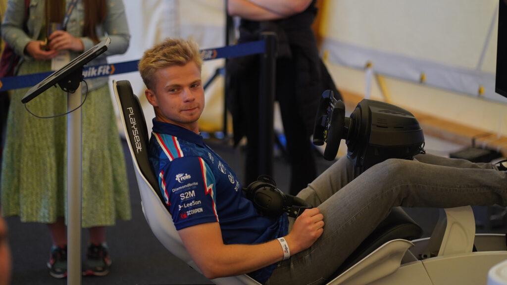 BTCC driver Ronan Pearson on the Kwik Fit rFactor 2 simulator, 2023 Goodwood Festival of Speed