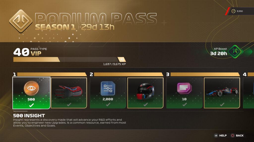 Podium Pass F1 23 entry levels