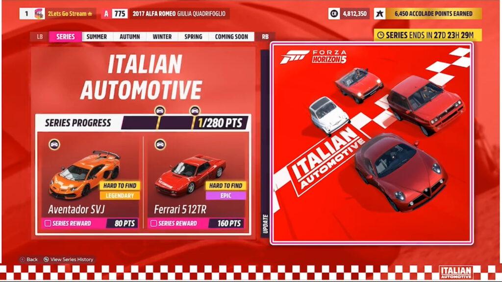 Forza Horizon 5 'Italian Automotive' update brings 23 cars, doubles Garage  limits