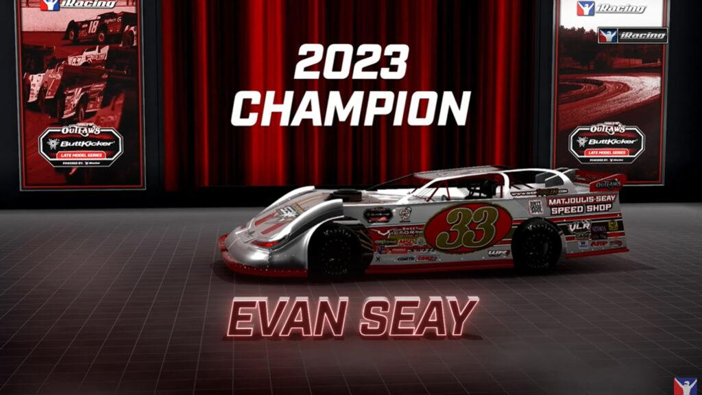 Evan Seay is the 2023 iRacing World of Outlaws ButtKicker Late Model Series champion