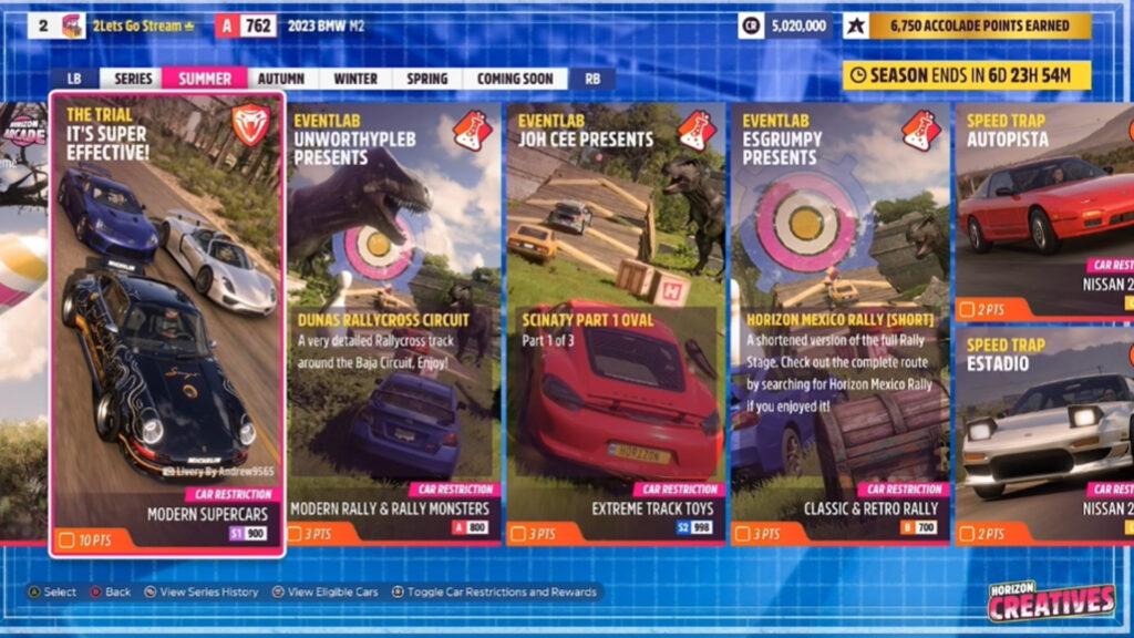 Forza Horizon 5, Horizon Creative Playlist, Summer Event Lab