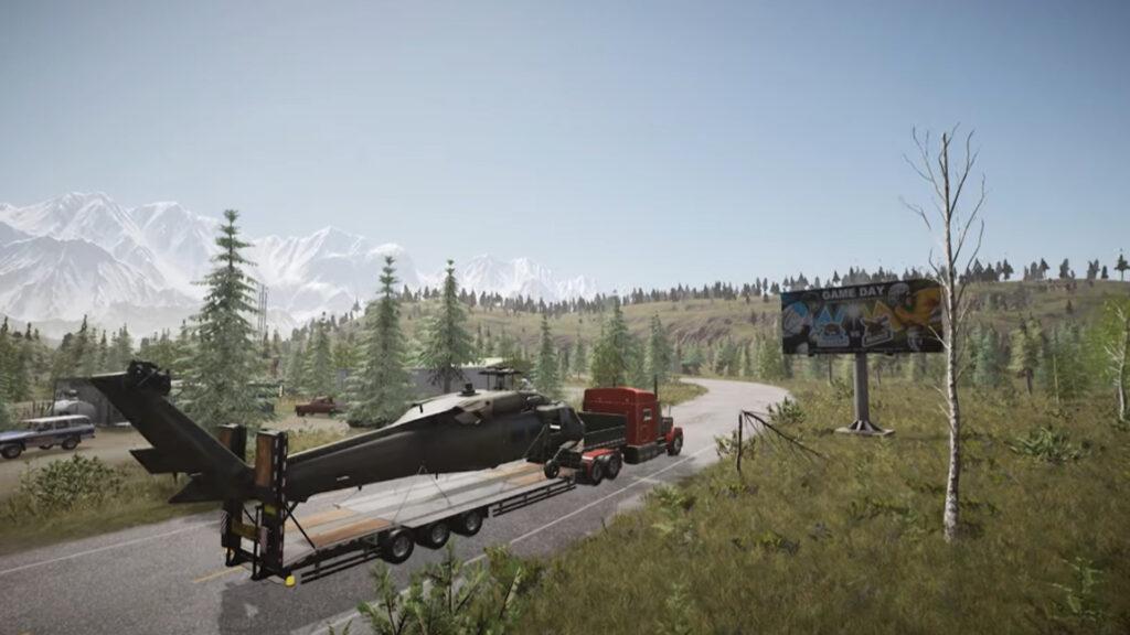 Alaskan Road Truckers gameplay helicopter