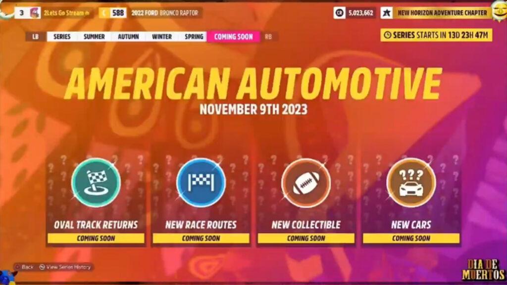 Forza Horizon 5 November 2023 American Auto update