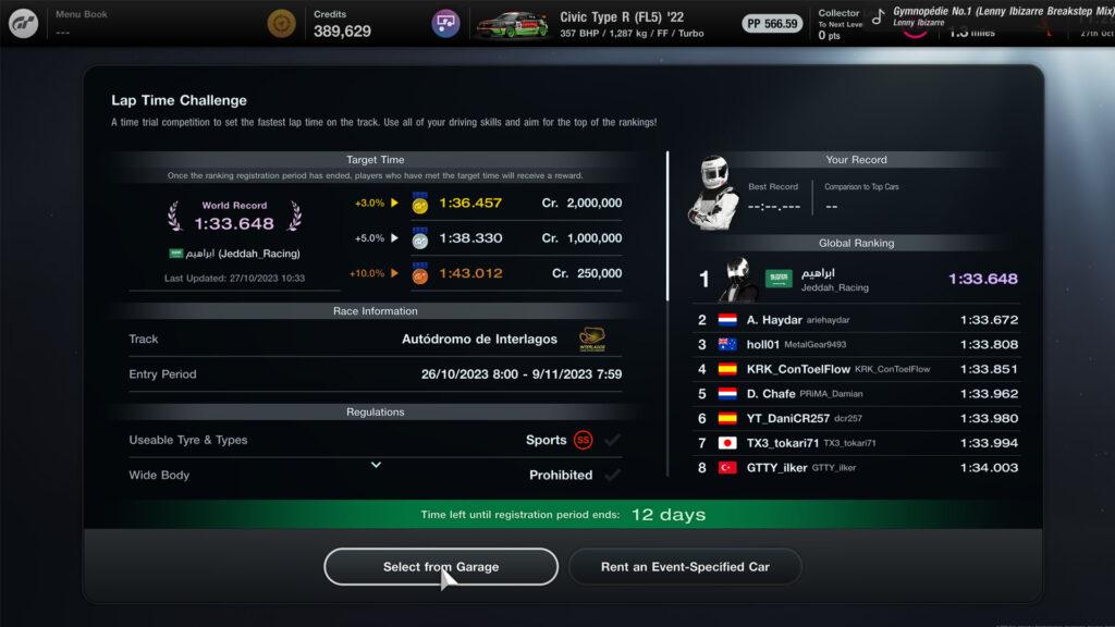 Gran Turismo 7 Lap Time Challenge 26th October 2023 AMG Black