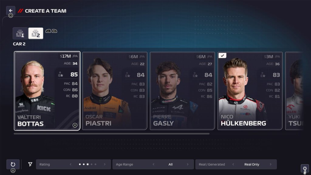 F1-Manager-2024-Create-a-Team-mid-level-driver-selection