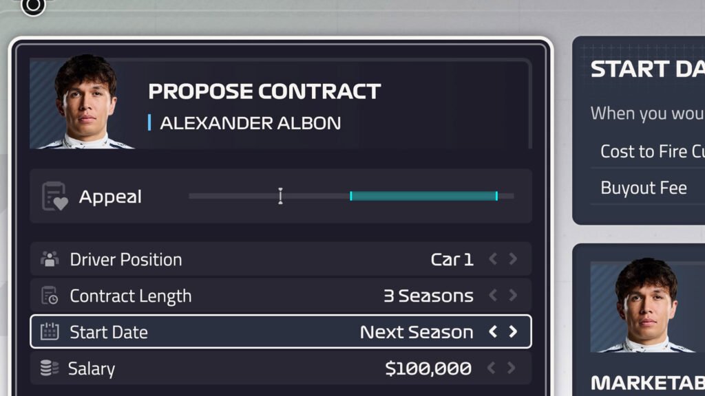 F1 Manager 2024 driver appeal out of range