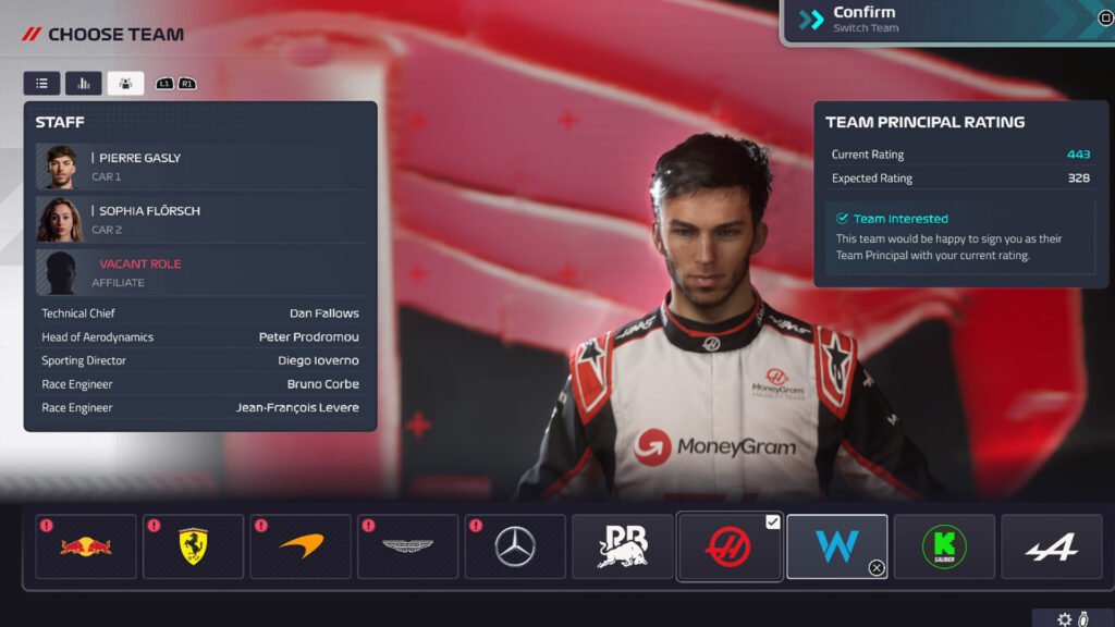 F1 Manager 2024 switch team team interested