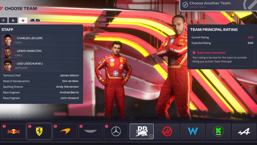 F1 Manager 2024 switch team team not interested