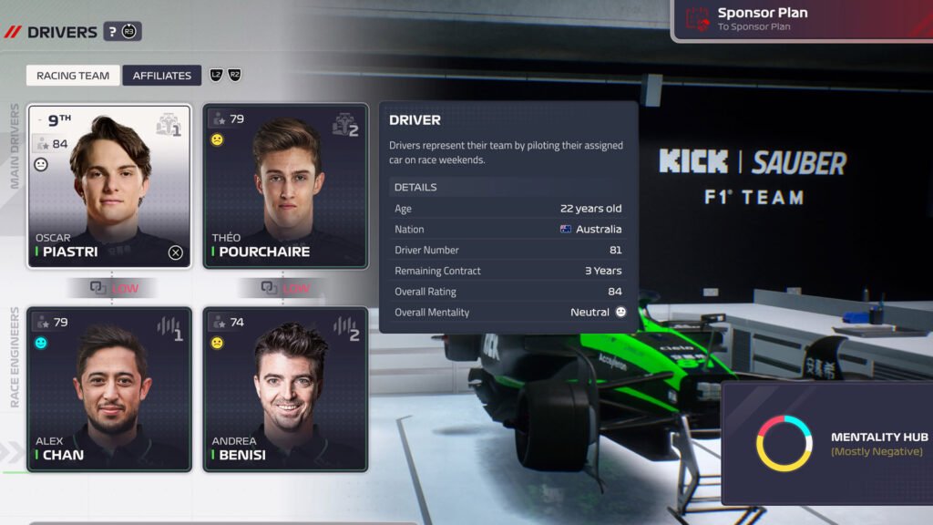 Piastri and Pourchaire Sauber F1 Manager 2024 02