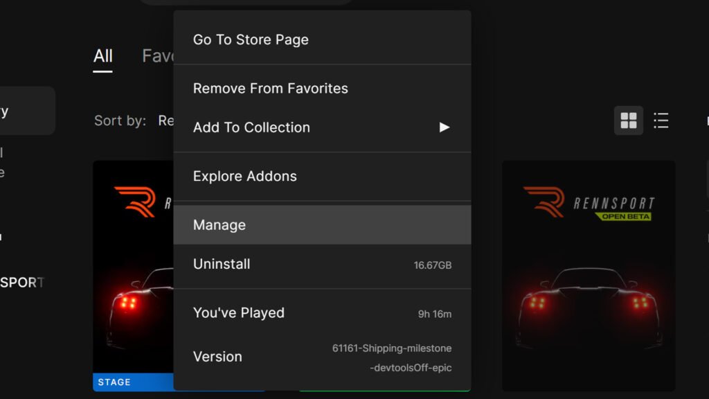 Rennsport VR Manage settings
