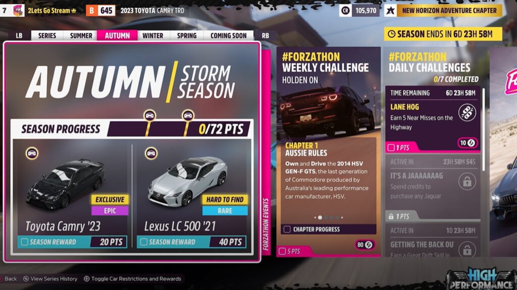 Tormentas otoñales en las misiones diarias de alto rendimiento de Forza Horizon 5