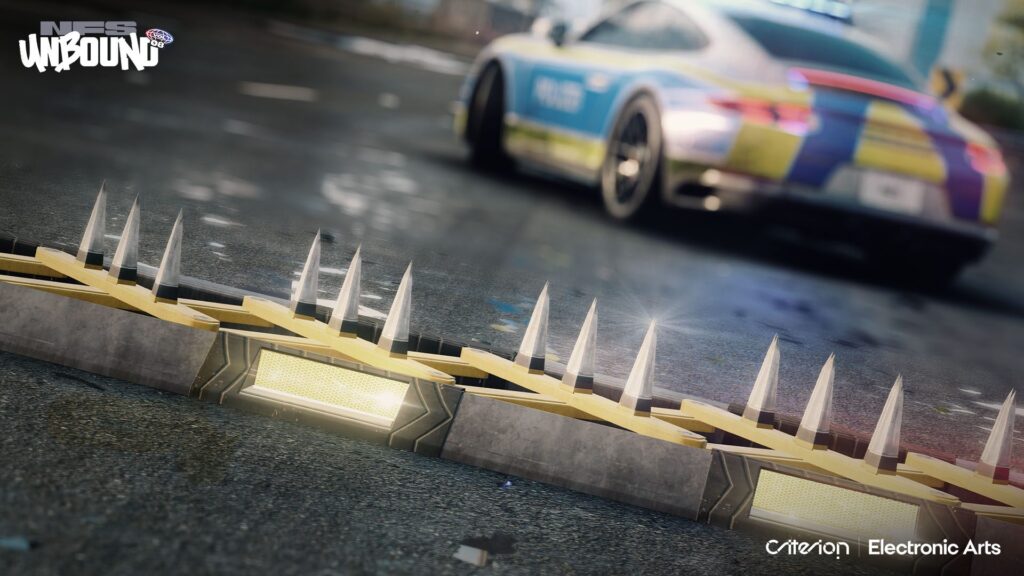 Need For Speed Unbound pursuit tech spike strip