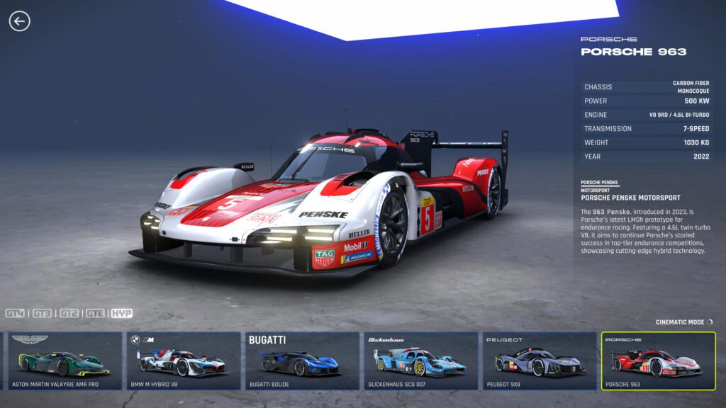 GT Manager car selection
