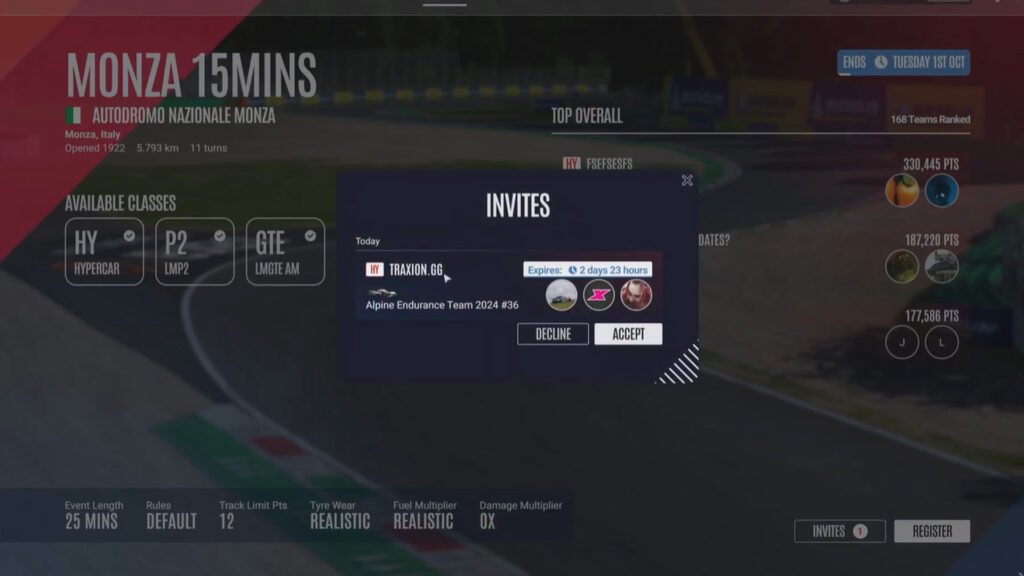 Le Mans Ultimate co-op accept invite