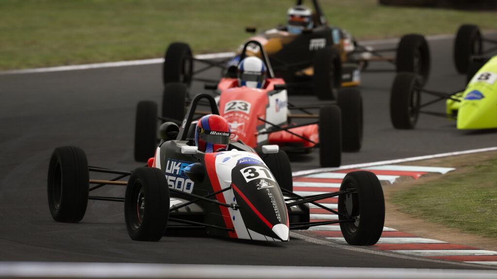 iRacing, FF1600 Ray, Oulton Park, FIA F4, Henry Moore and Graham Carroll maintained their close battle for the 2024 British F4 Esports Championship at Oulton Park, once again emerging as top points scorers from Round 4.