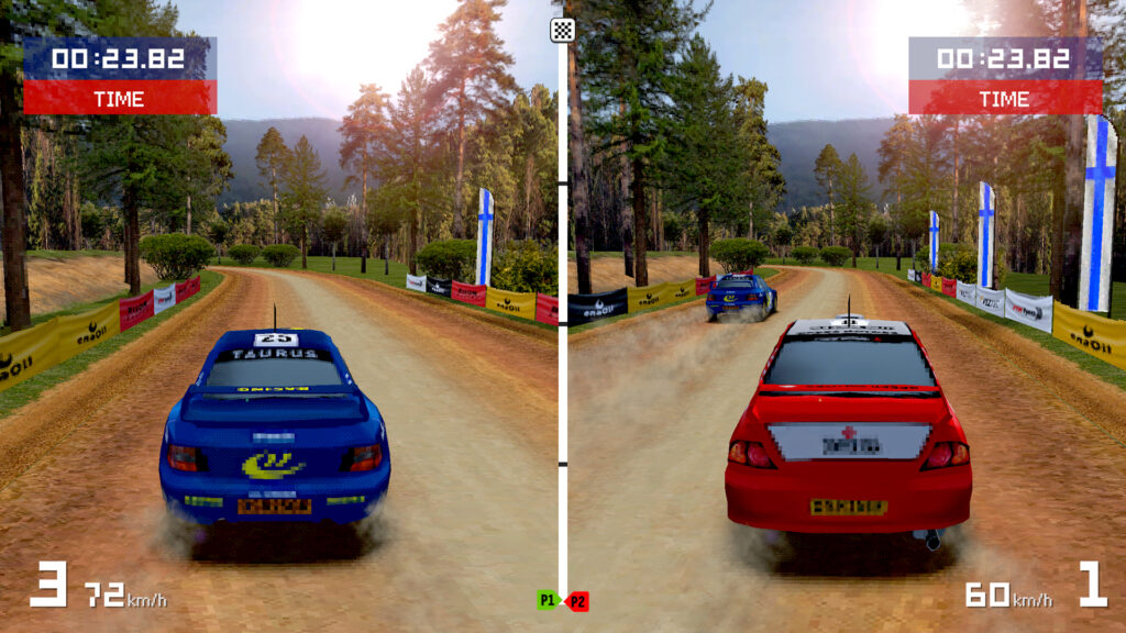Old School Rally split-screen