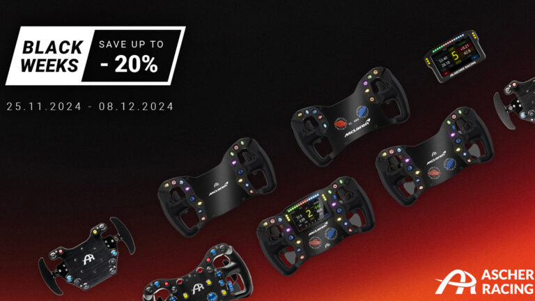 Save up to 20% on Ascher Racing sim racing accessories