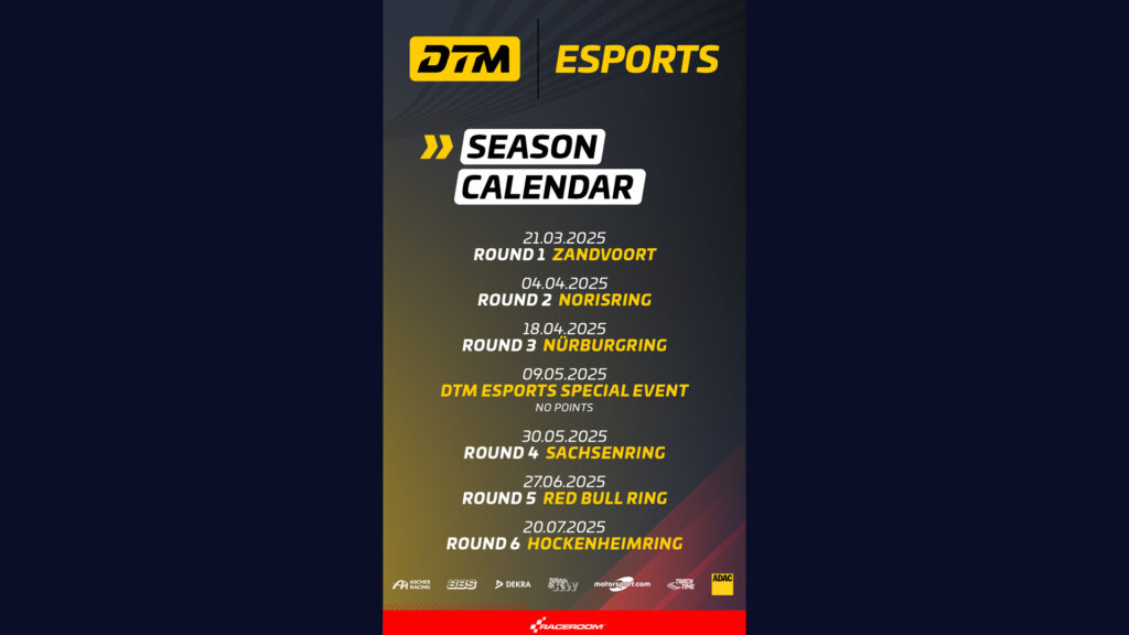 DTM Esports 2025 schedule calendar RaceRoom