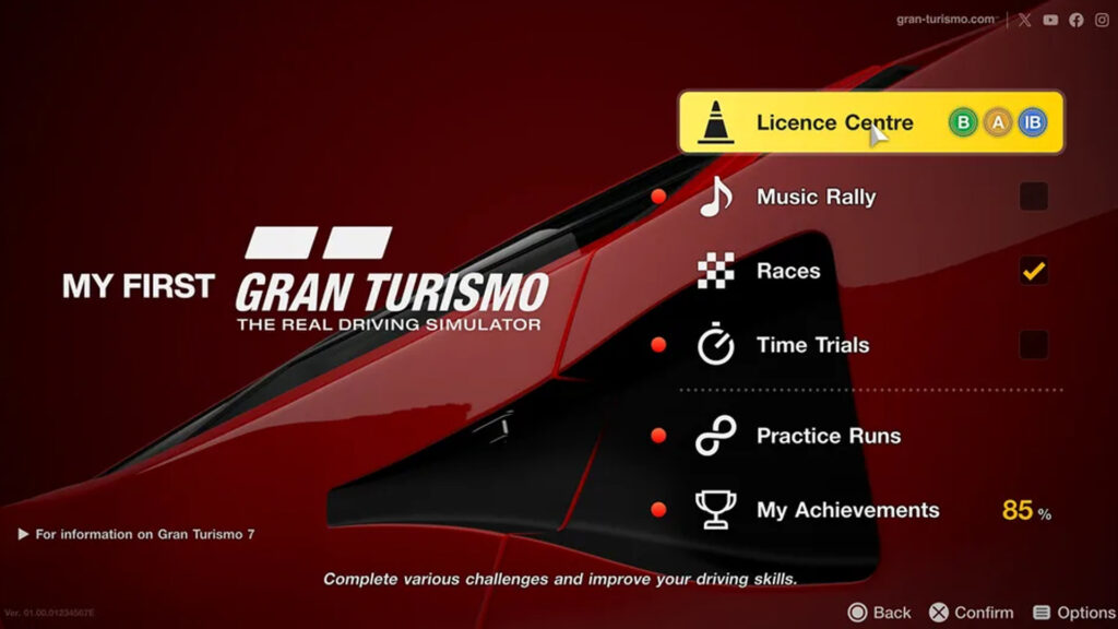 My First Gran Turismo main menu