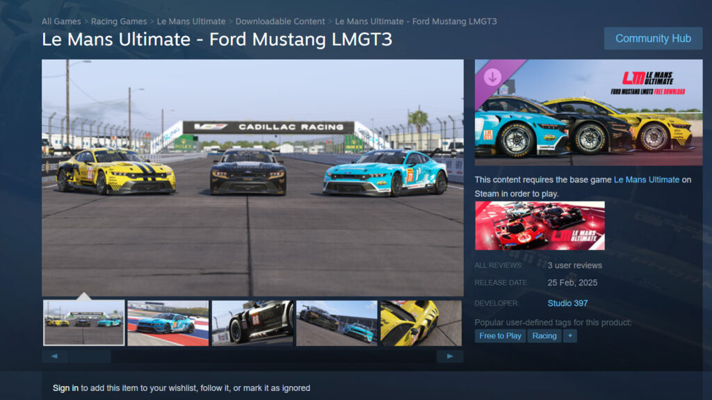 Le Mans Ultimate Ford Mustang Steam