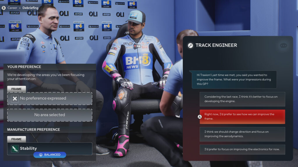 MotoGP 25 bike development career
