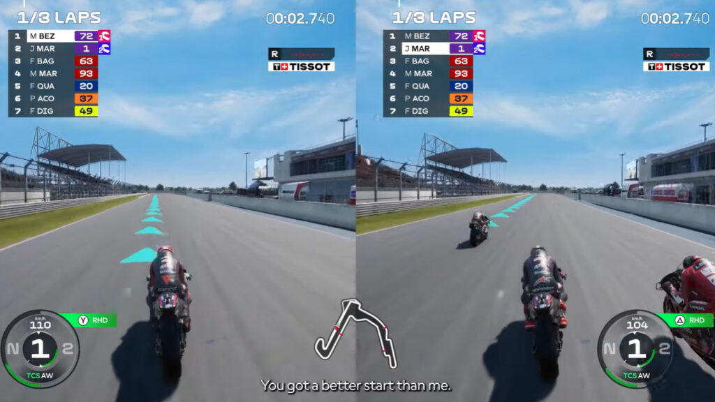 MotoGP 25 game Balaton Park split screen