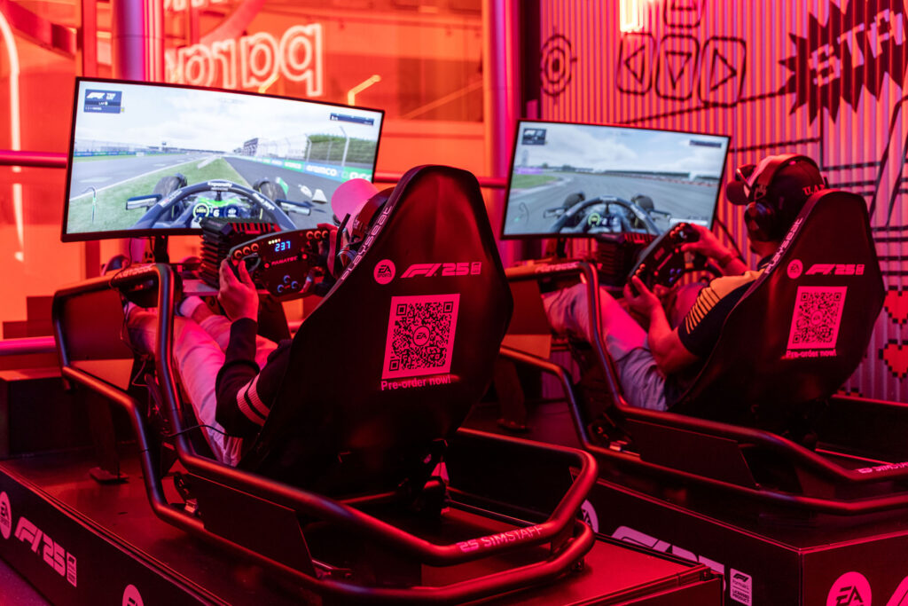 F1 25 game pod at the Virgin Media Gamepad
