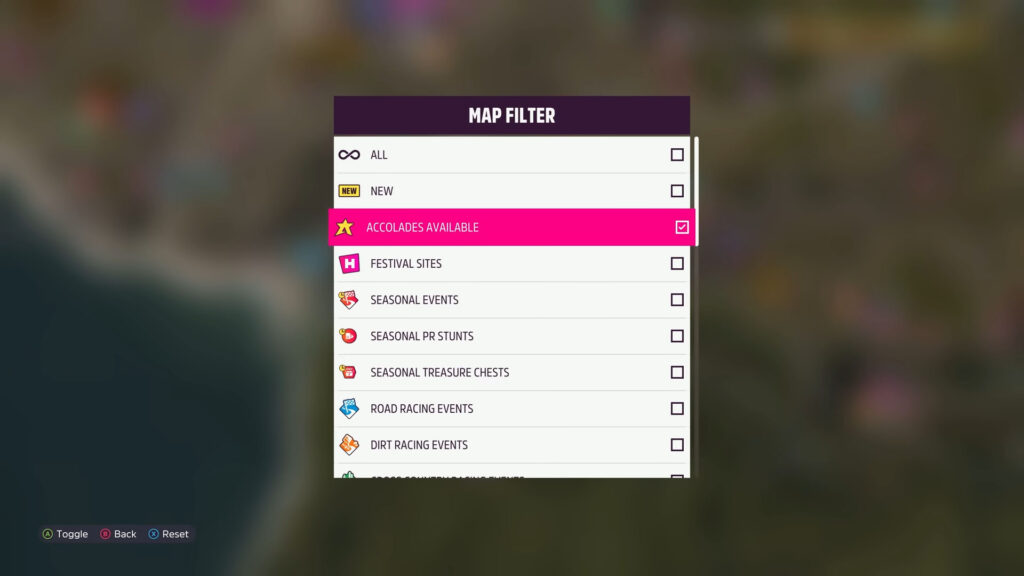 Forza Horizon 5 PS5 beginners tips accolades map filter