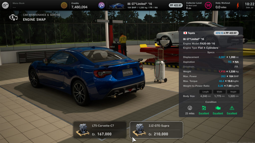 Gran Turismo 7 engine swaps July 2025 GT86