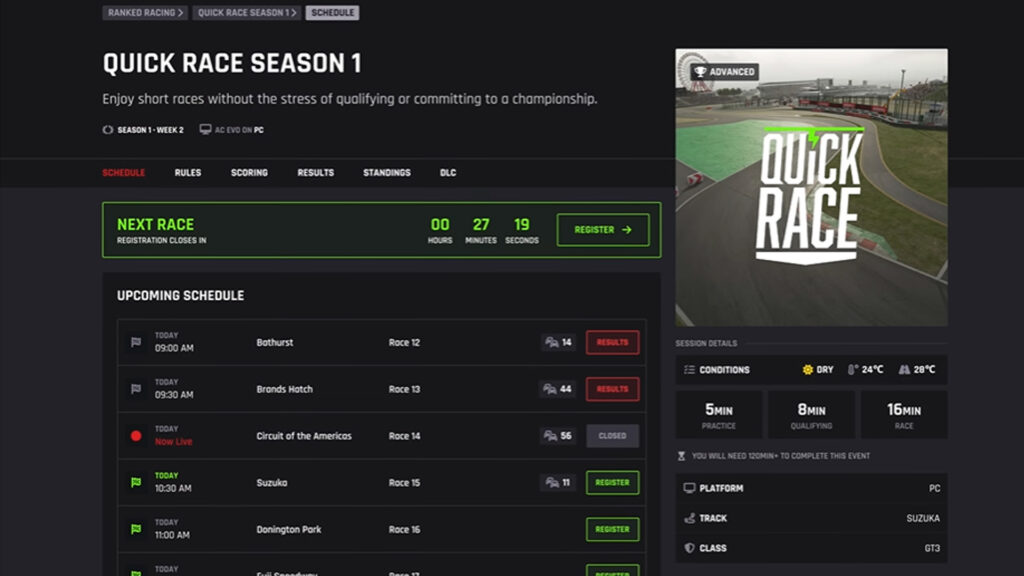 Assetto Corsa EVO multiplayer daily races 01