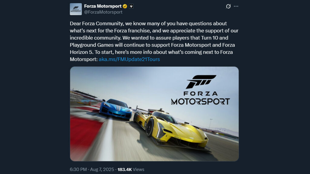 Forza Motorsport continued support, ish, 7th August 2025