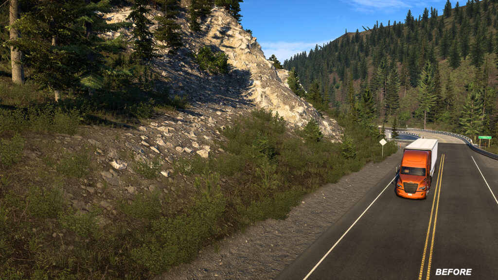 American Truck Simulator’s v1.56 Open Beta is available now, introducing new terrain blending system