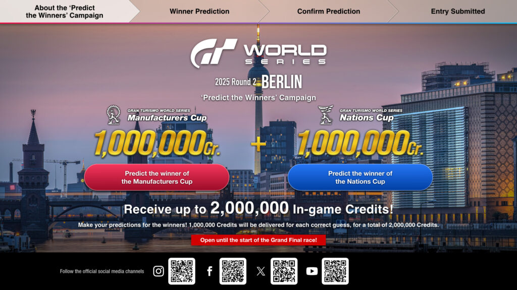 Gran Turismo World Series Berlin 2025 prediction campaign