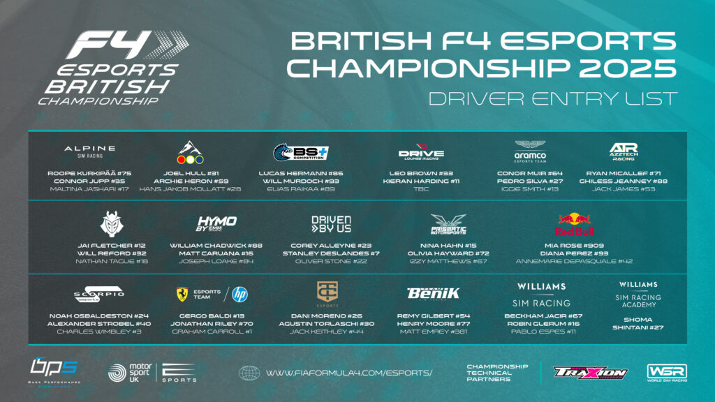2025 British F4 Esports Championship grid boosted by Red Bull and Alpine-affiliated teams