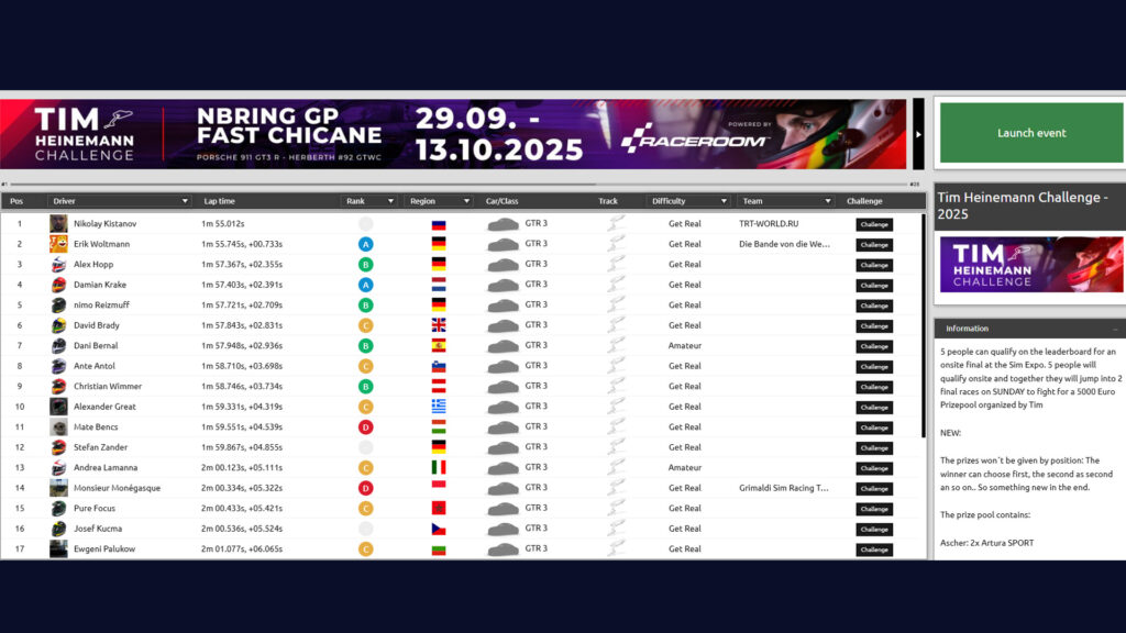 RaceRoom SimRacing Expo 2025 challenge