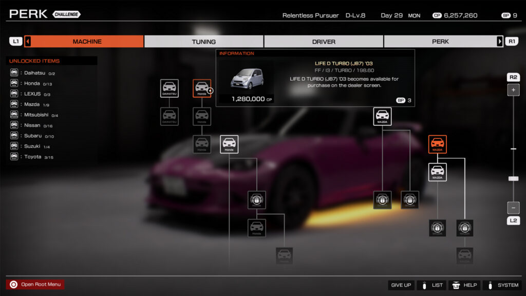 Tokyo Xtreme Racer complete car list unlock machine