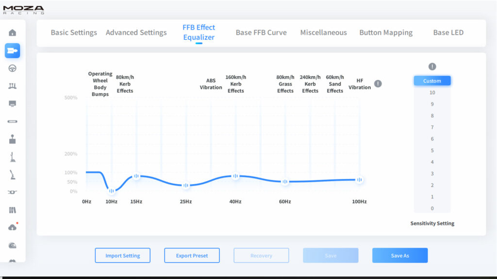 Moza R21 Ultra FFB settings