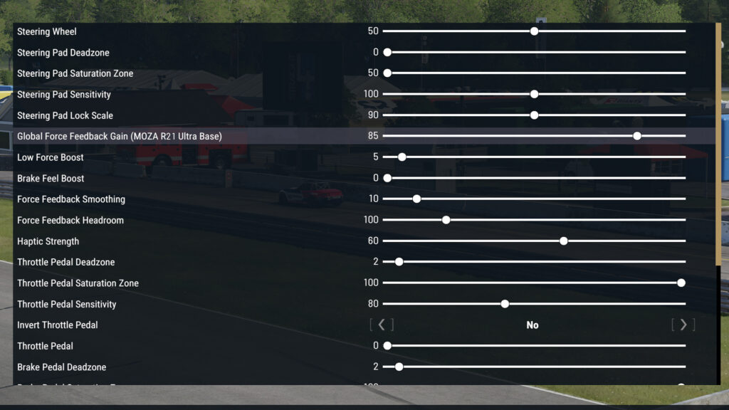 Project Motor Racing, force feedback settings, Mazda MX-5 Cup, Lime Rock Park