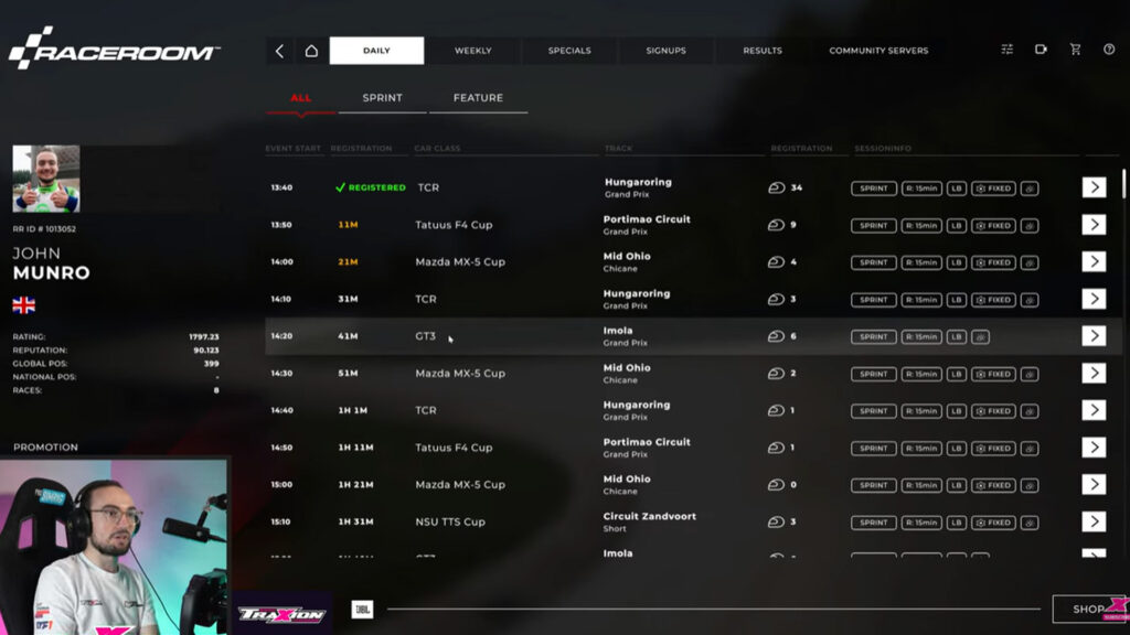 RaceRoom new ranked UI