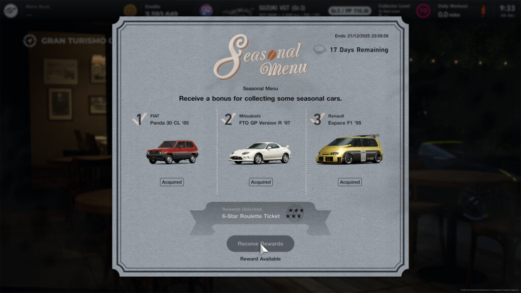 Gran Turismo 7 Spec III Seasonal Menu