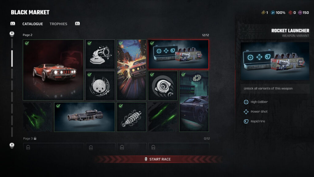 Carmageddon Rogue Shift menus