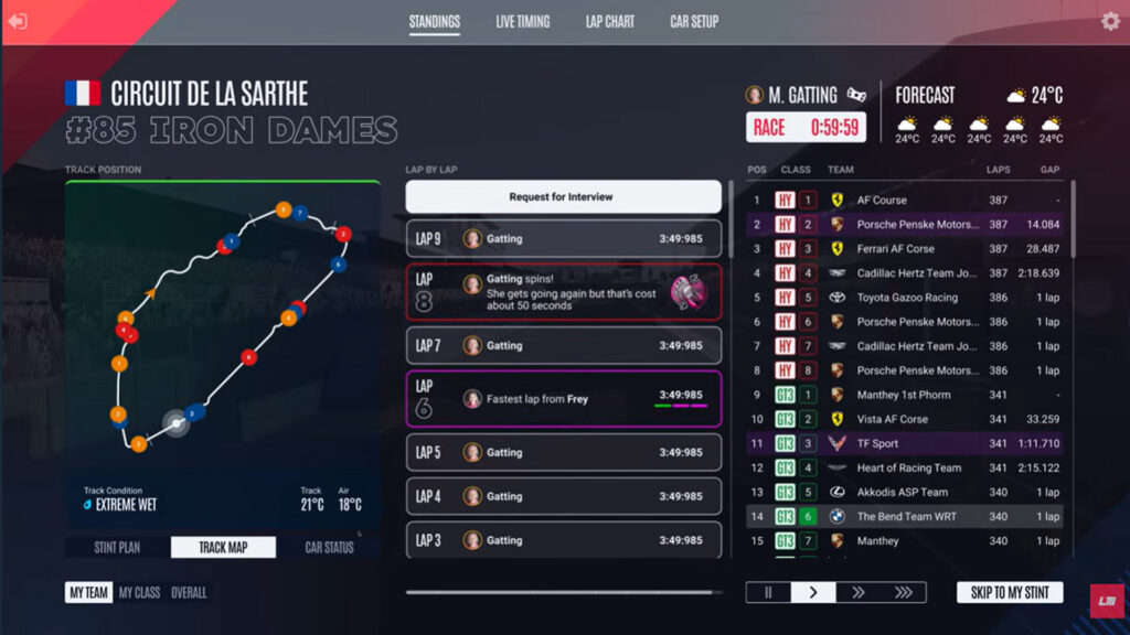 Le Mans Ultimate Career Mode mid race