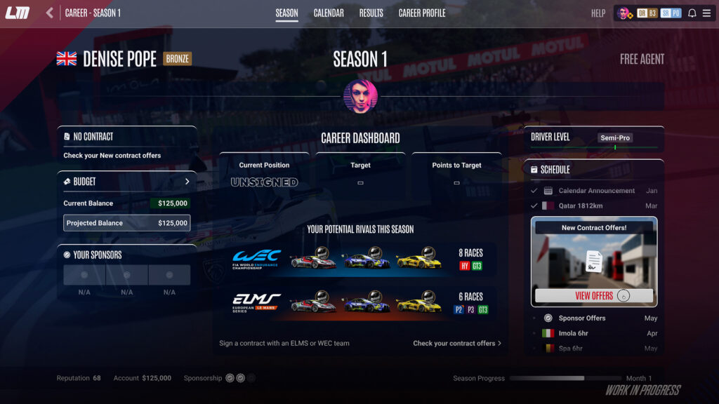 Le Mans Ultimate career mode