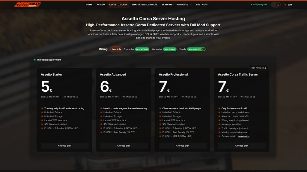 How to create Assetto Corsa servers using AssettoHosting.com