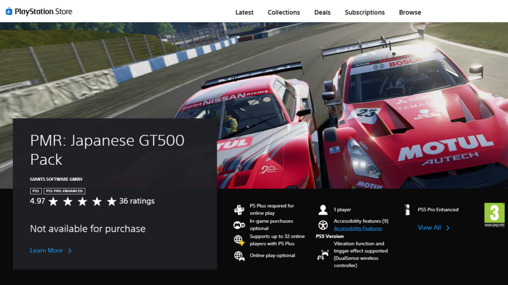 Japanese GT500 Pack Project Motor Racing not available for purchase