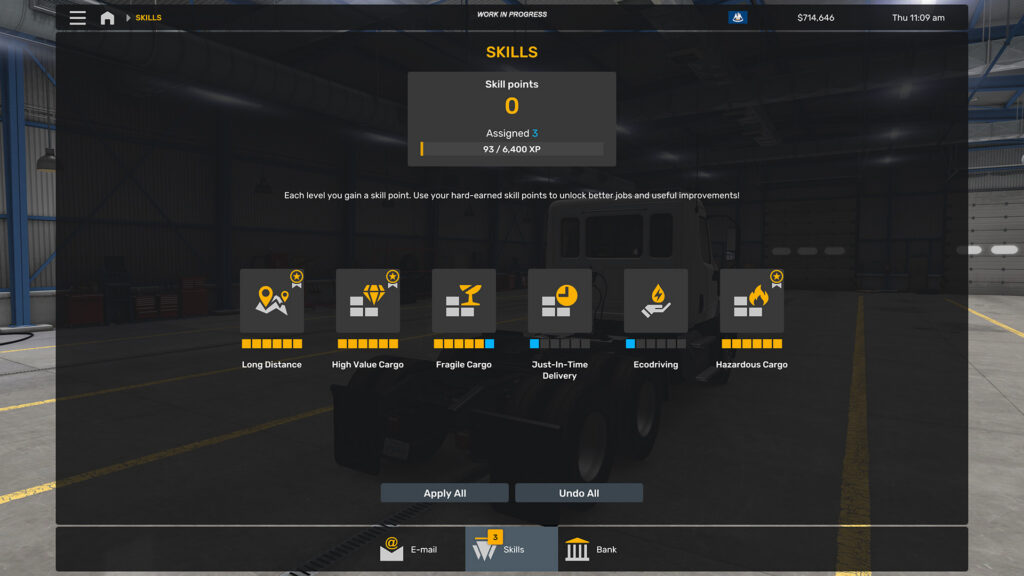 Skills UI redesign American Truck Simulator