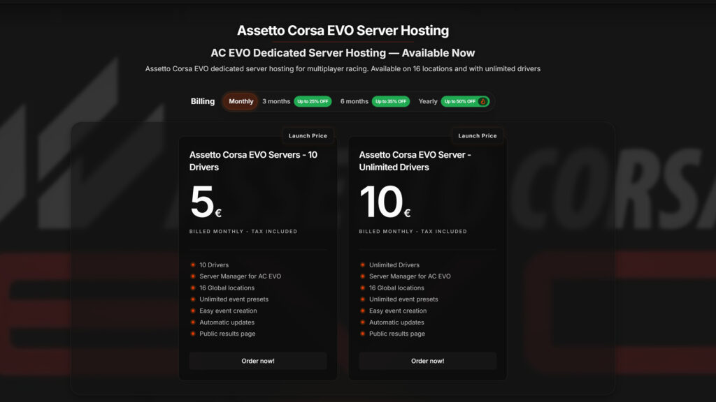 How to create Assetto Corsa EVO servers using AssettoHosting.com